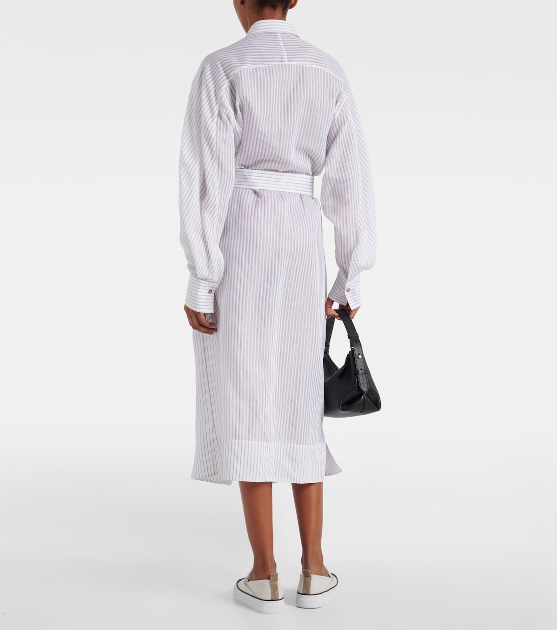 Robe chemise rayée en coton mélangé | Brunello Cucinelli