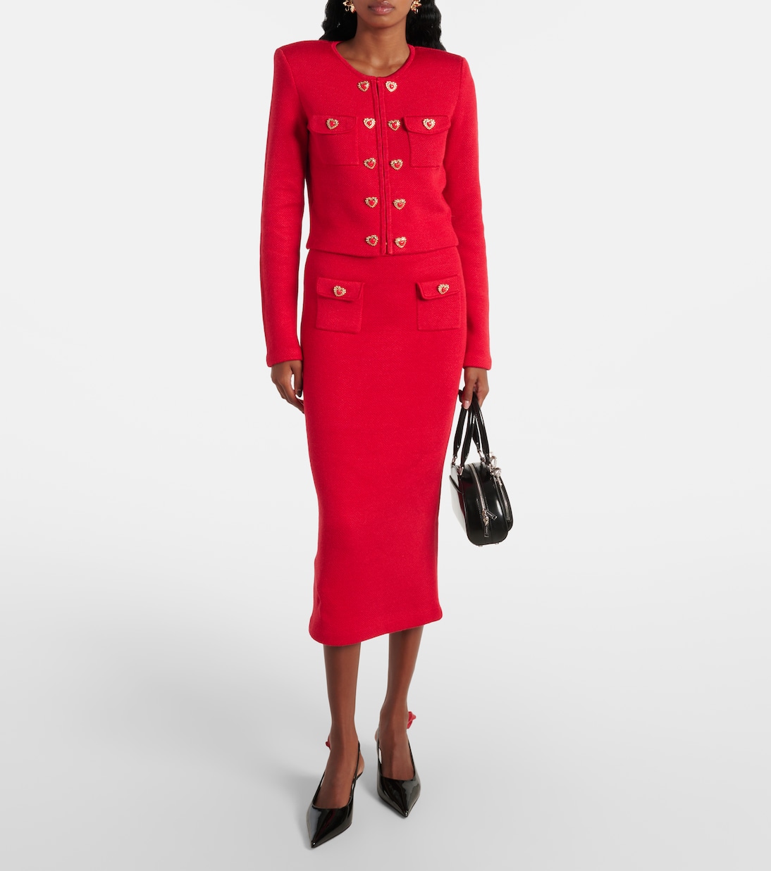 Verzierter Midirock aus Strick | Self-Portrait