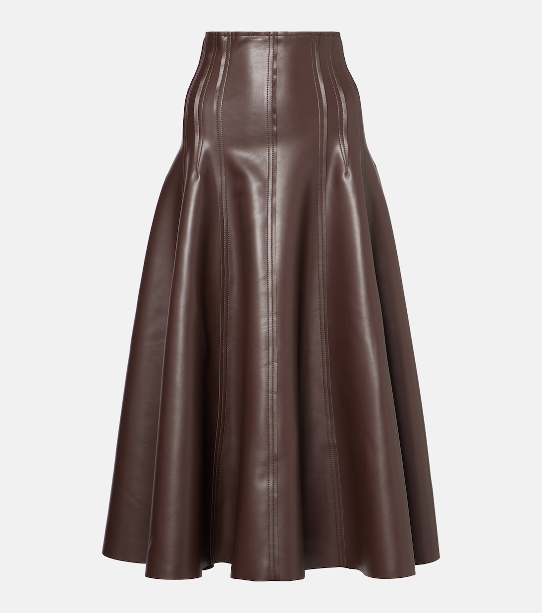 High-rise faux leather midi skirt | Norma Kamali