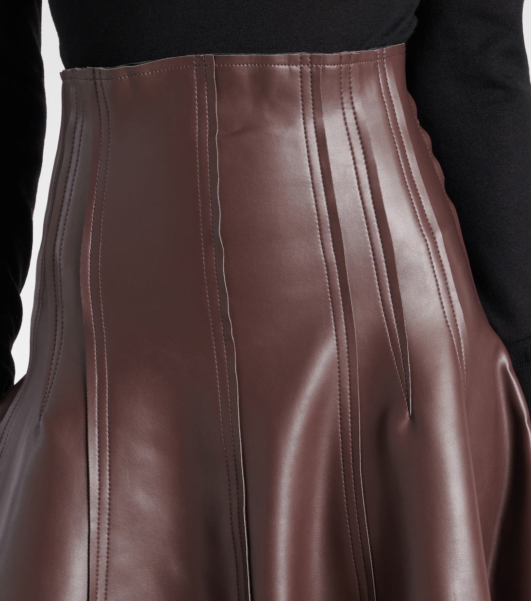 High-rise faux leather midi skirt | Norma Kamali