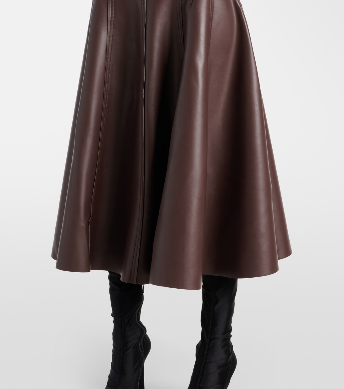 High-rise faux leather midi skirt | Norma Kamali