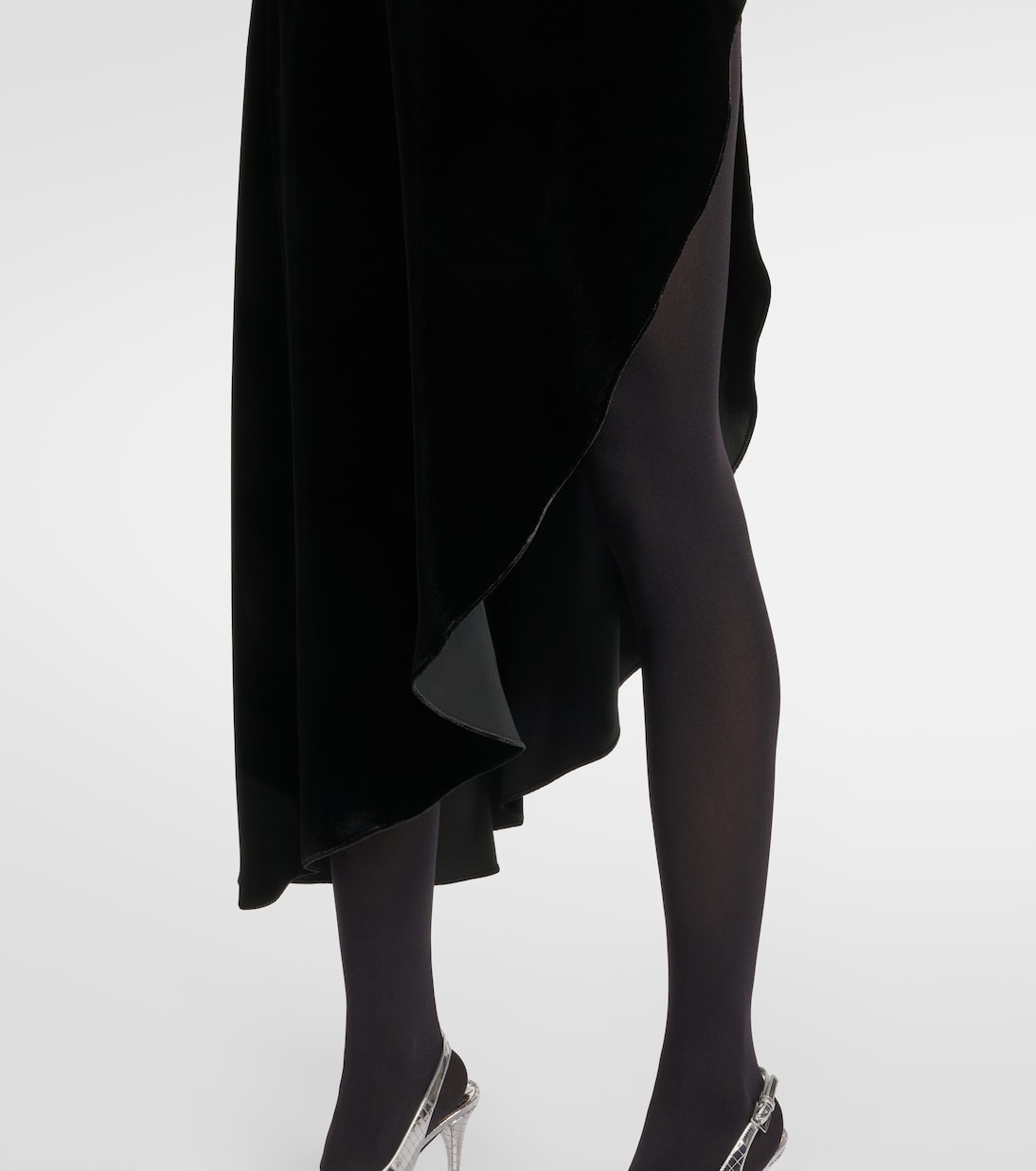 Jupe midi asymétrique en velours | Alaïa