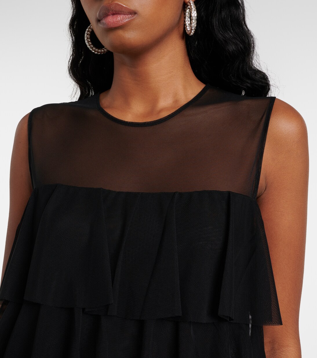 Robe longue semi-transparente à volants | Norma Kamali