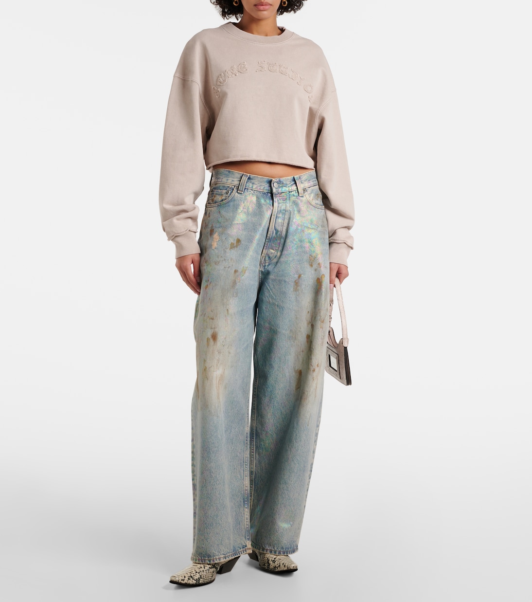 Cropped-Sweatshirt aus Baumwoll-Jersey | Acne Studios