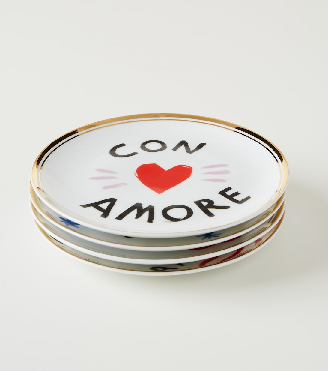 Love set of 4 porcelain dessert plates | Bitossi