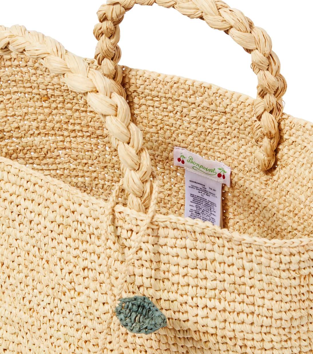 Fama logo raffia tote bag | Bonpoint