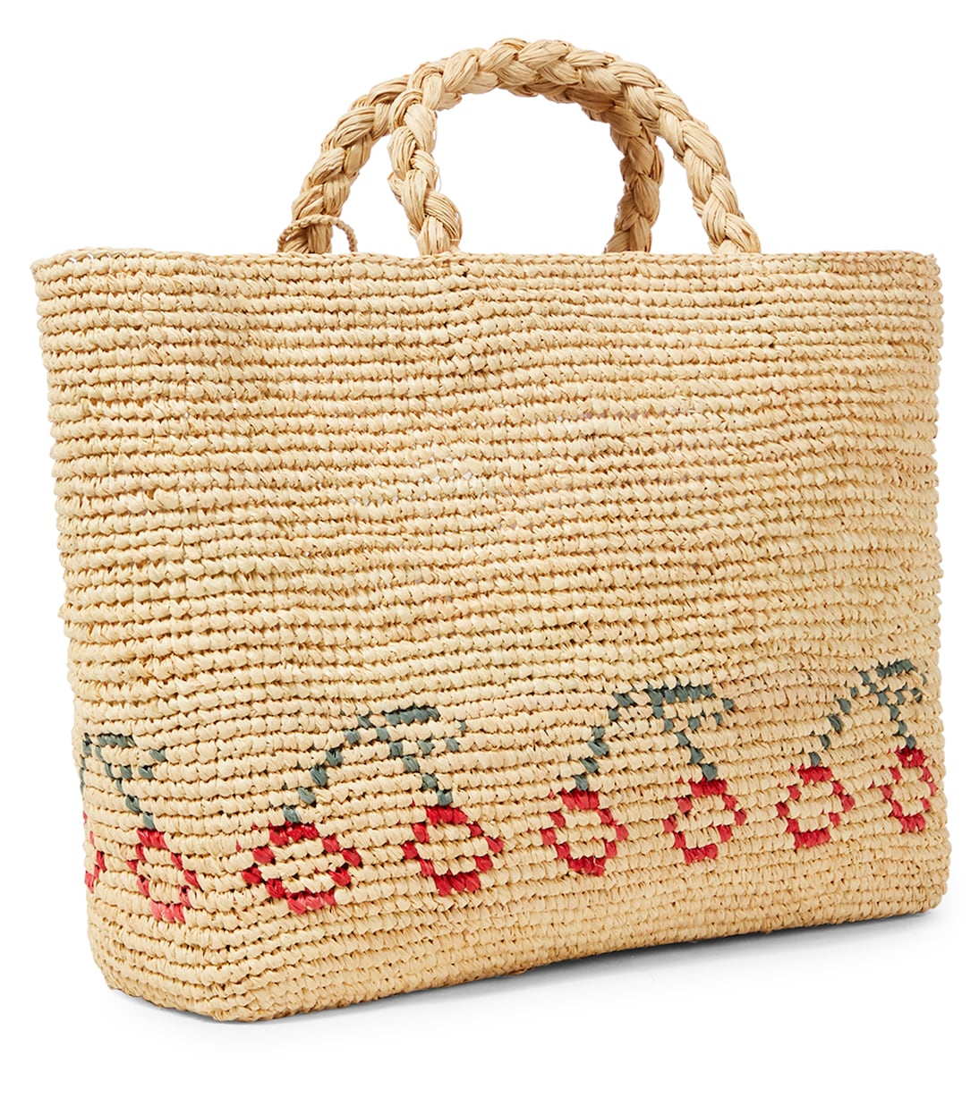 Fama logo raffia tote bag | Bonpoint