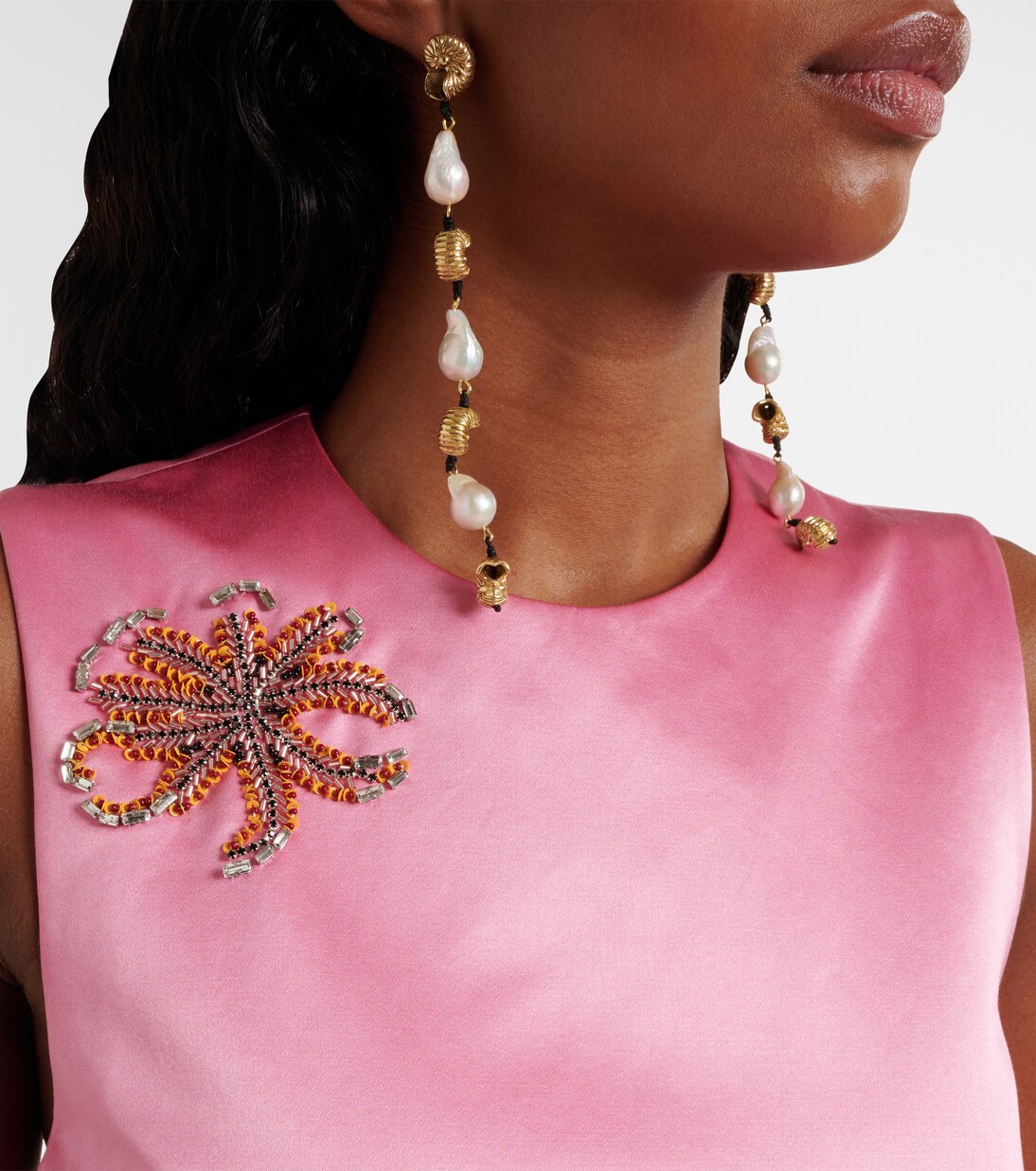 Robe Neptuna en satin à ornements | Alémais