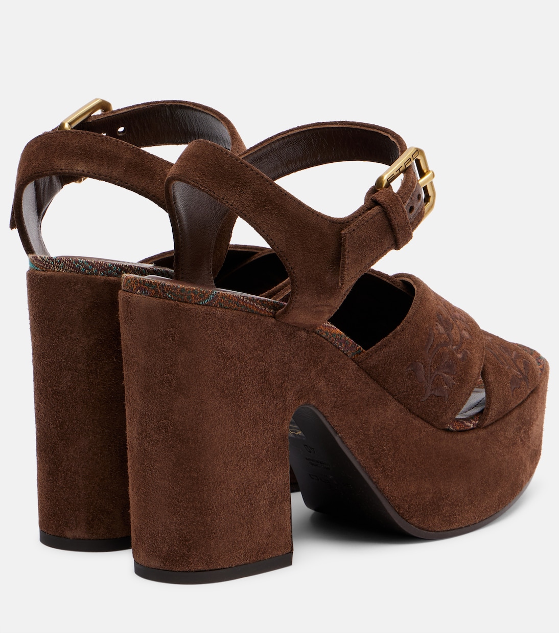 Floral embroidered suede platform sandals | Etro