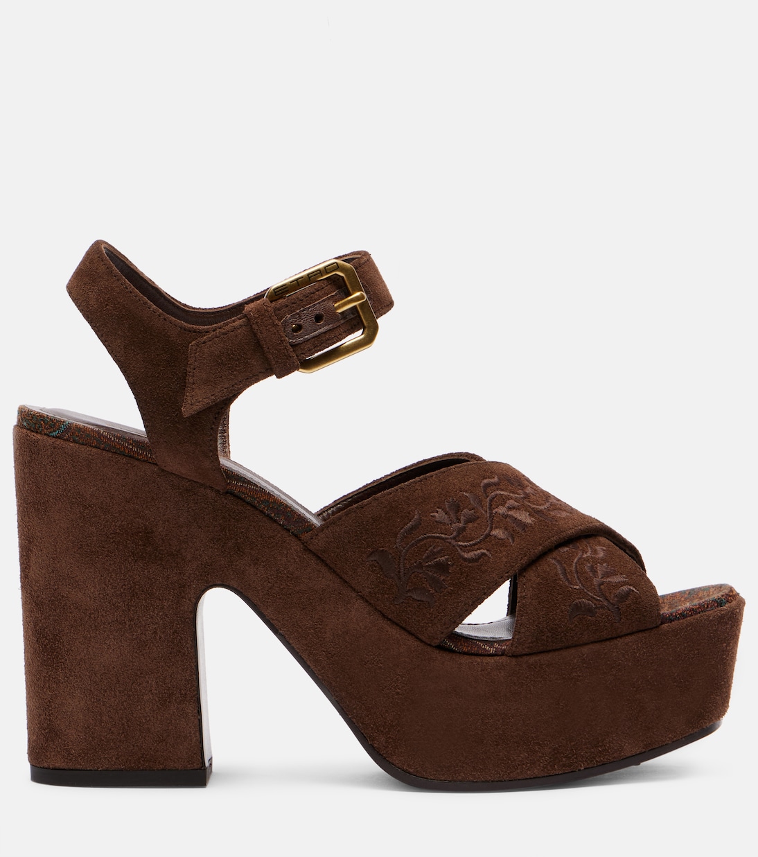 Floral embroidered suede platform sandals | Etro