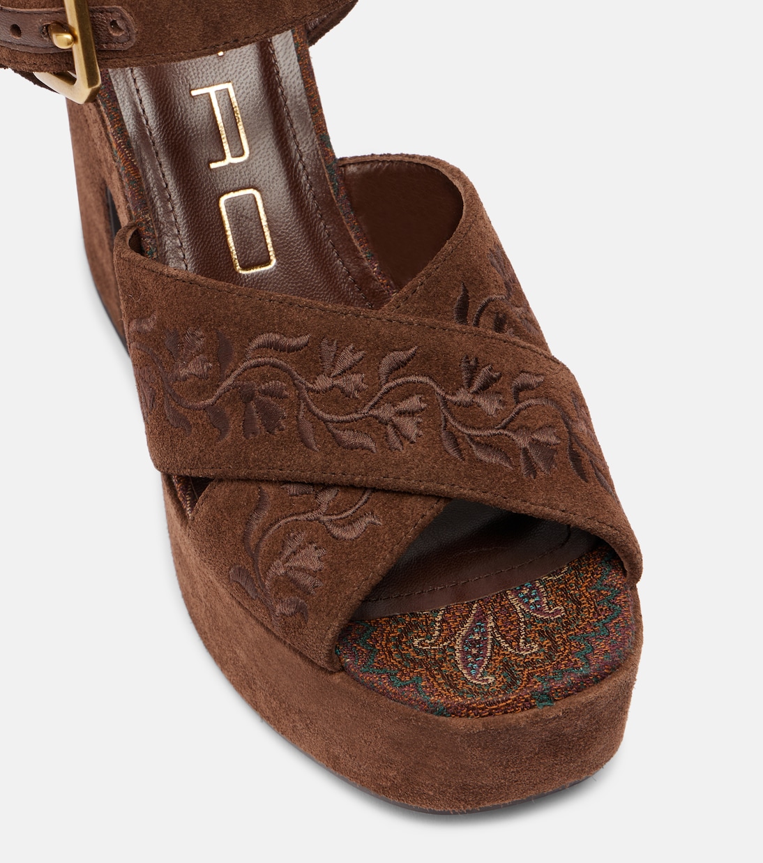 Floral embroidered suede platform sandals | Etro