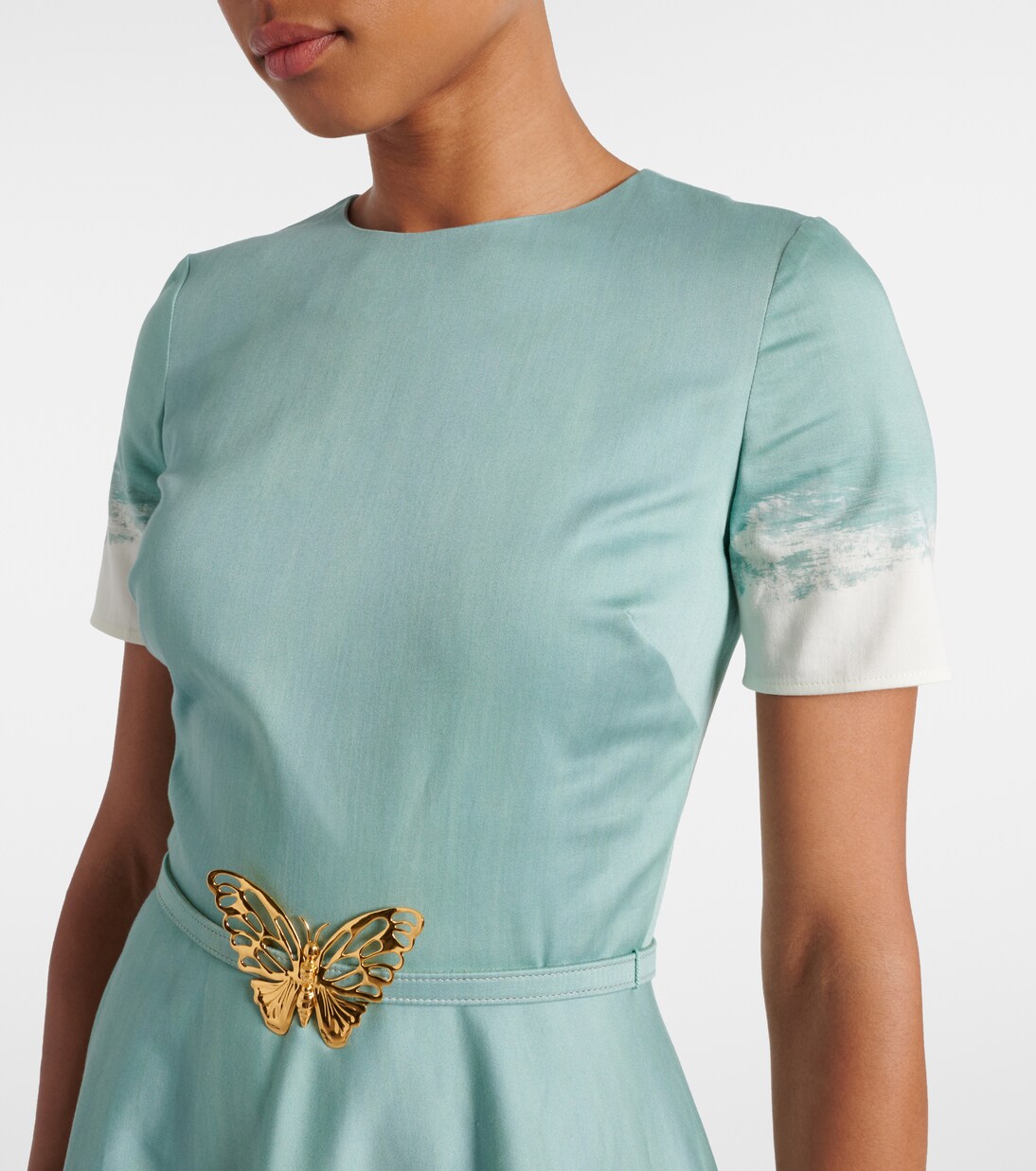 Robe midi en coton mélangée à ornements | Oscar de la Renta