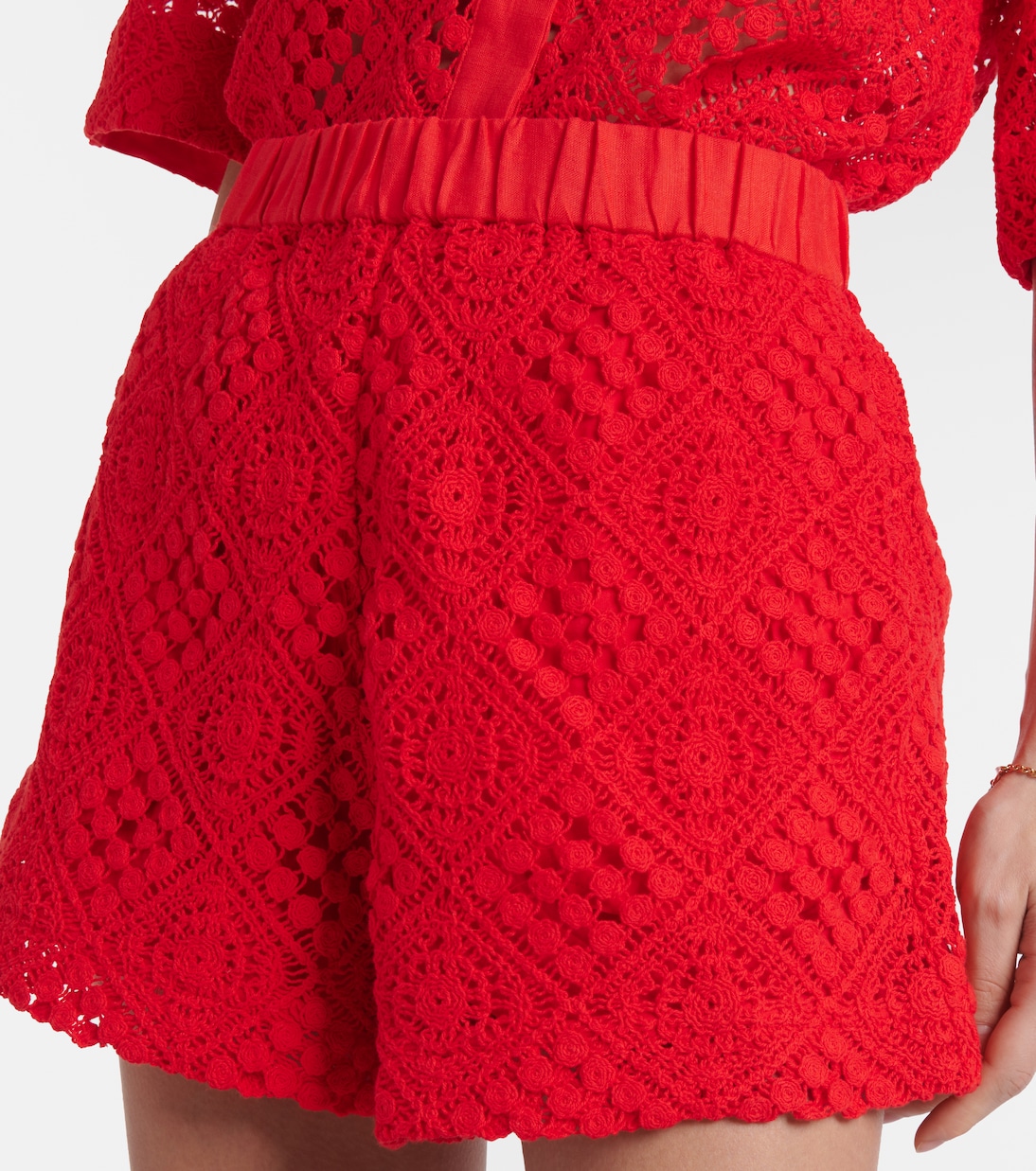 Crochet high-rise cotton-blend shorts | SIR