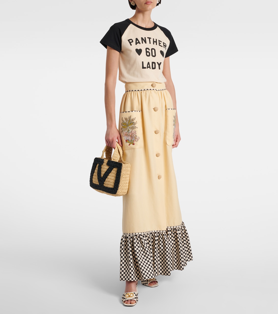 Plus De Pois embroidered maxi skirt | Valentino