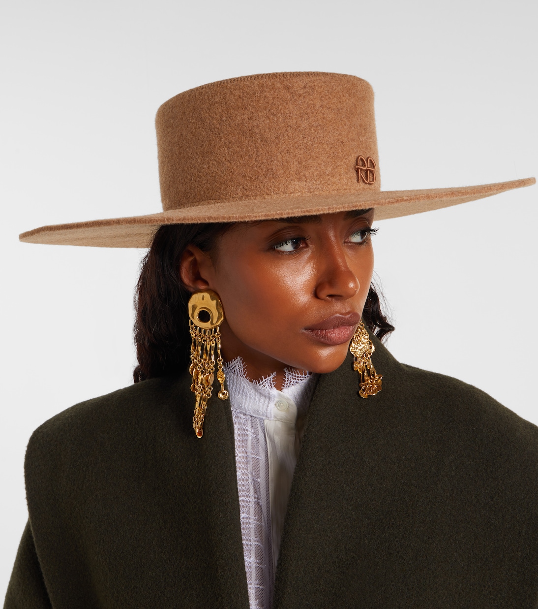 Monogram wool-blend felt canotier hat | Ruslan Baginskiy