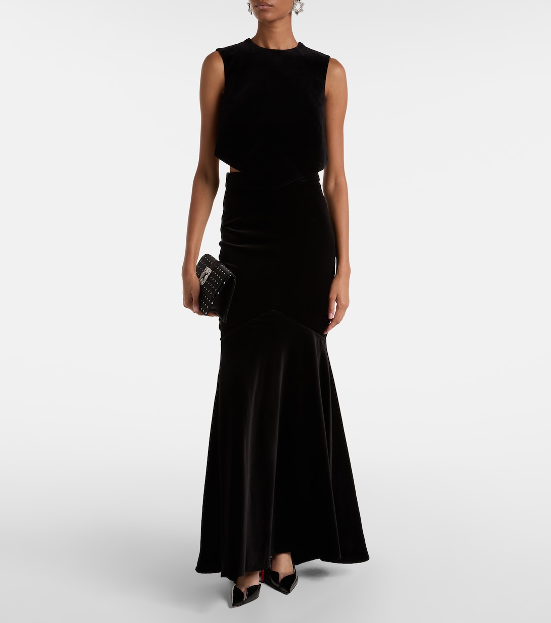 Bow-detail cotton-blend velvet crop top | Patou