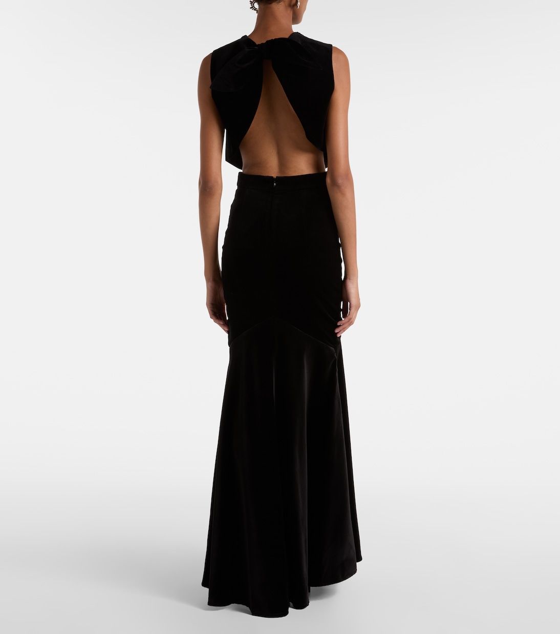 Bow-detail cotton-blend velvet crop top | Patou