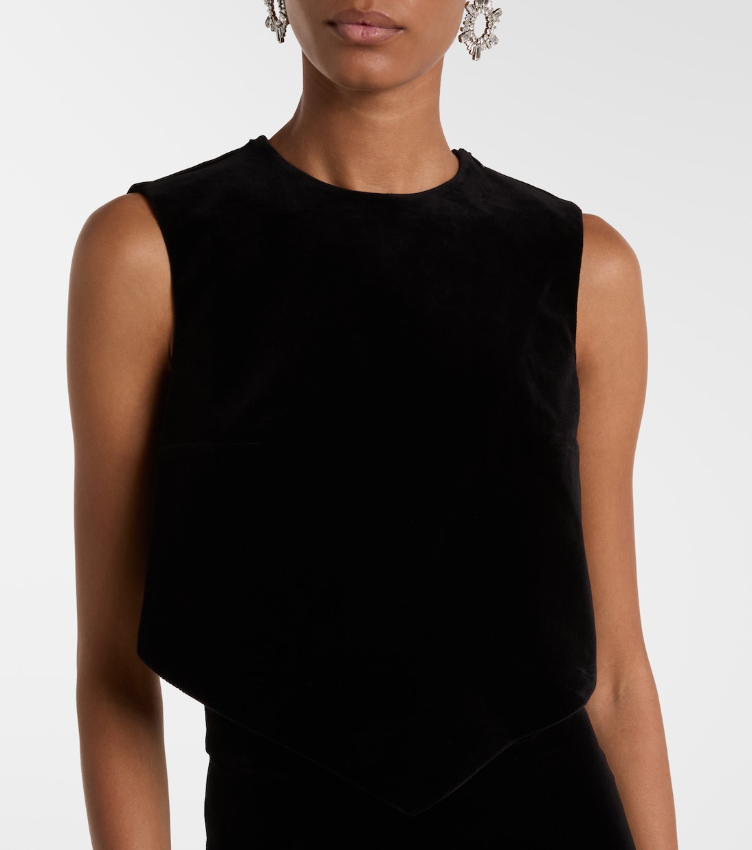 Bow-detail cotton-blend velvet crop top | Patou