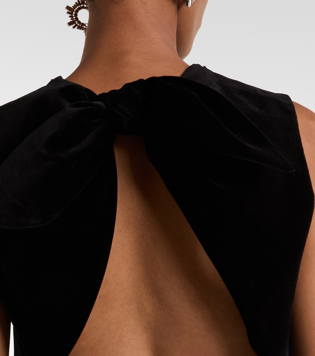 Bow-detail cotton-blend velvet crop top | Patou