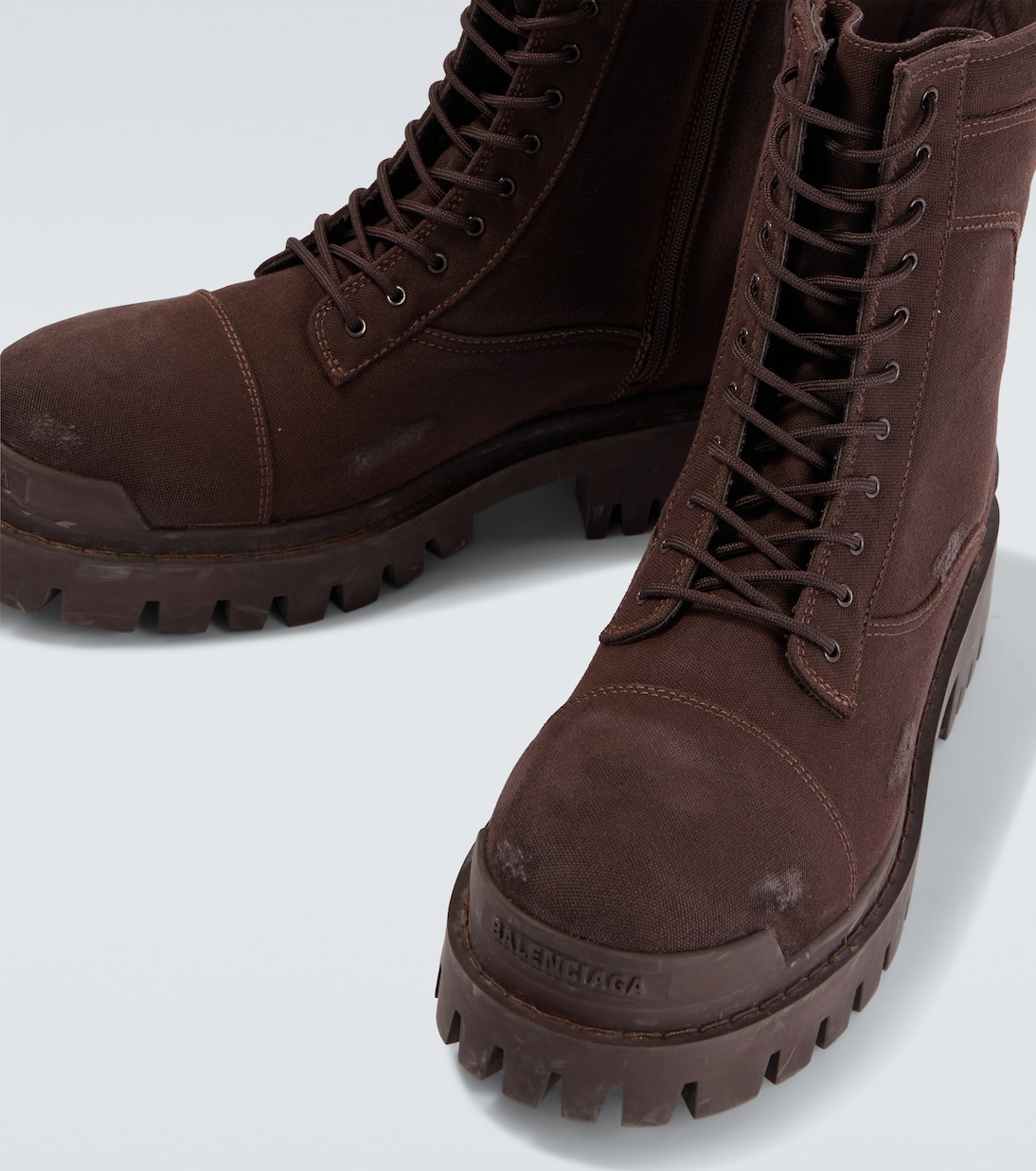 Strike distressed canvas combat boots | Balenciaga