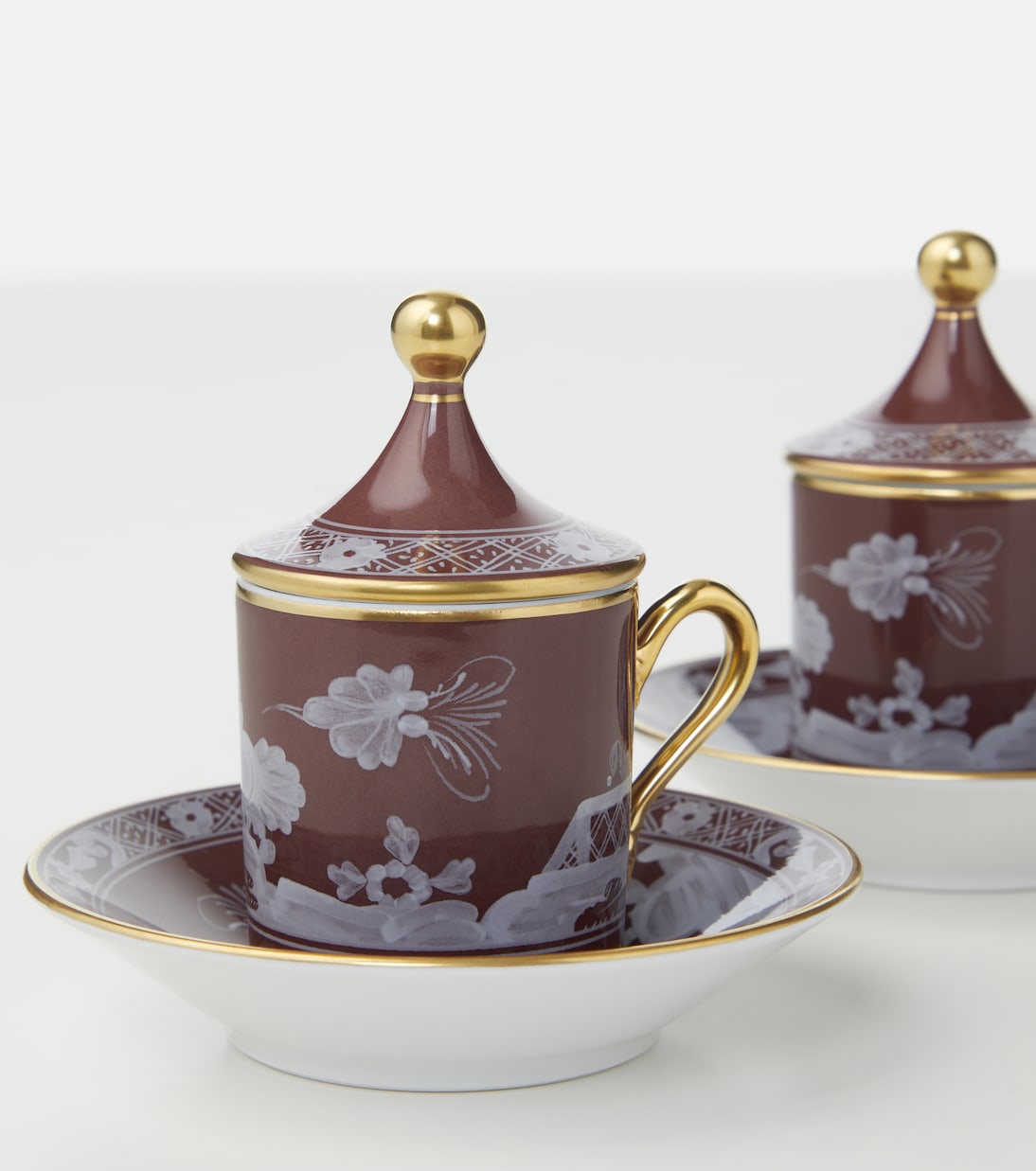 Set Oriente Italiano aus zwei Kaffeetassen und Untertassen | Ginori 1735