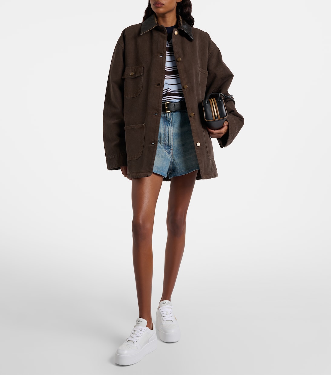 Baskets Downtown Bold en cuir | Prada