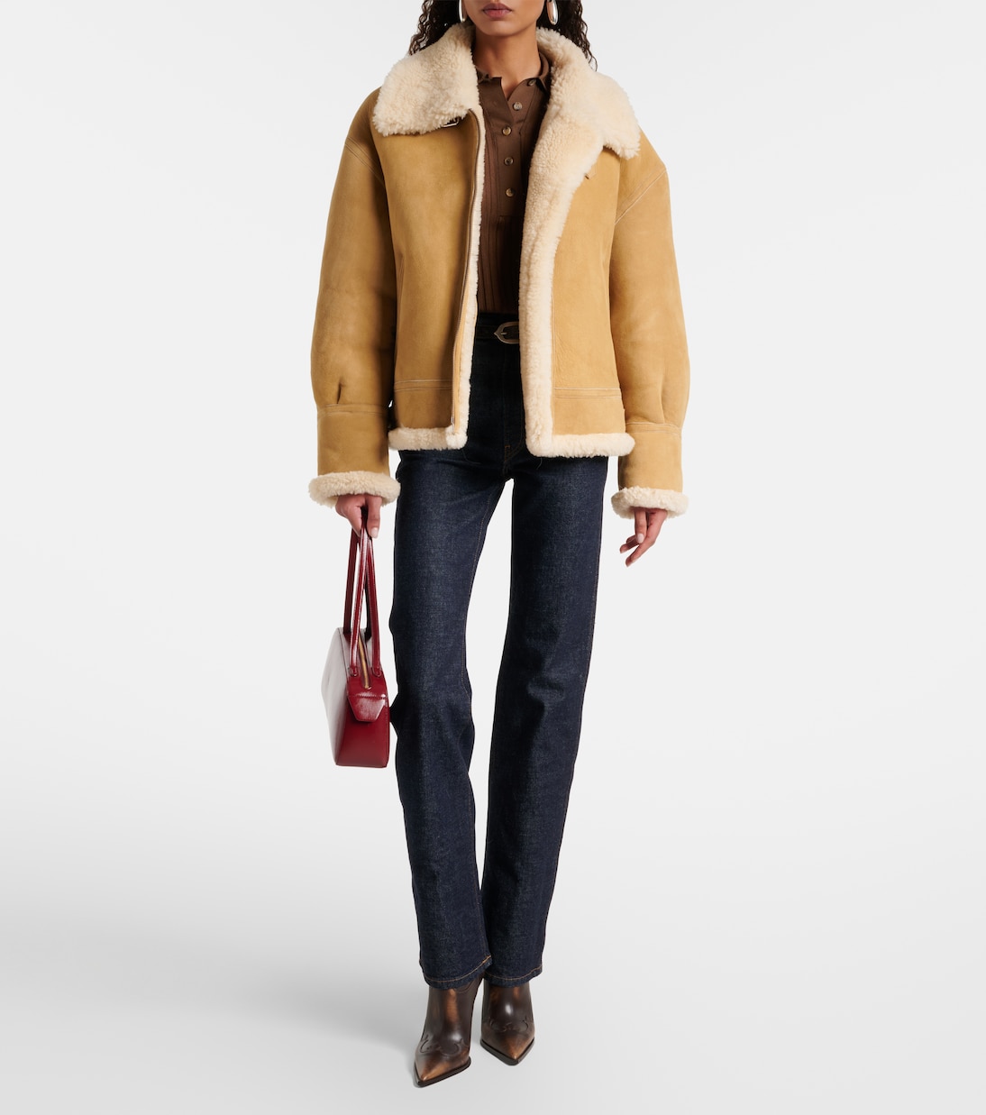 Jacke Portia aus Veloursleder mit Shearling | Nour Hammour