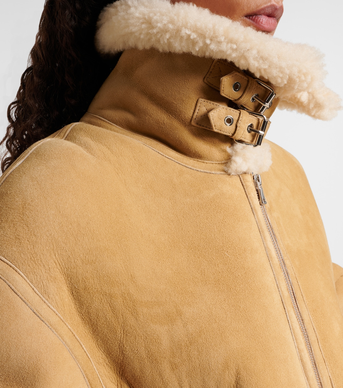 Jacke Portia aus Veloursleder mit Shearling | Nour Hammour