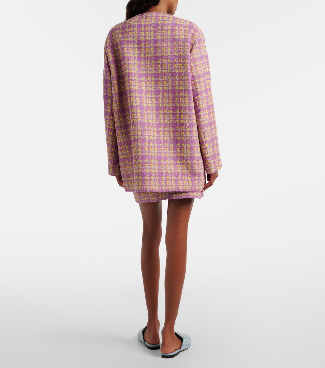 Minigonna in tweed di misto cotone a quadri | Gucci