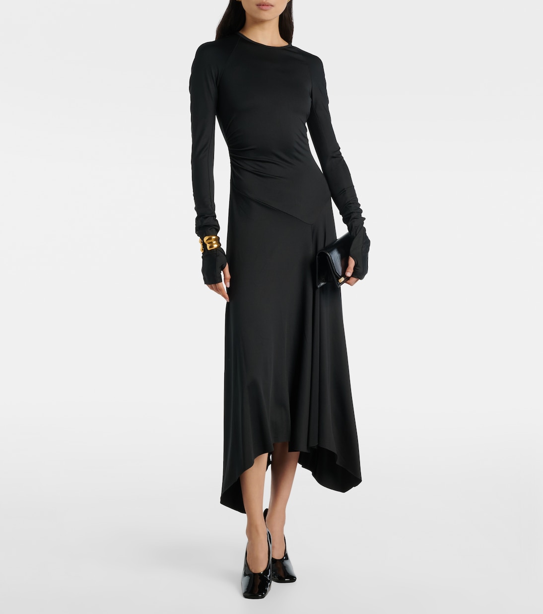 Gathered asymmetric midi dress | Victoria Beckham