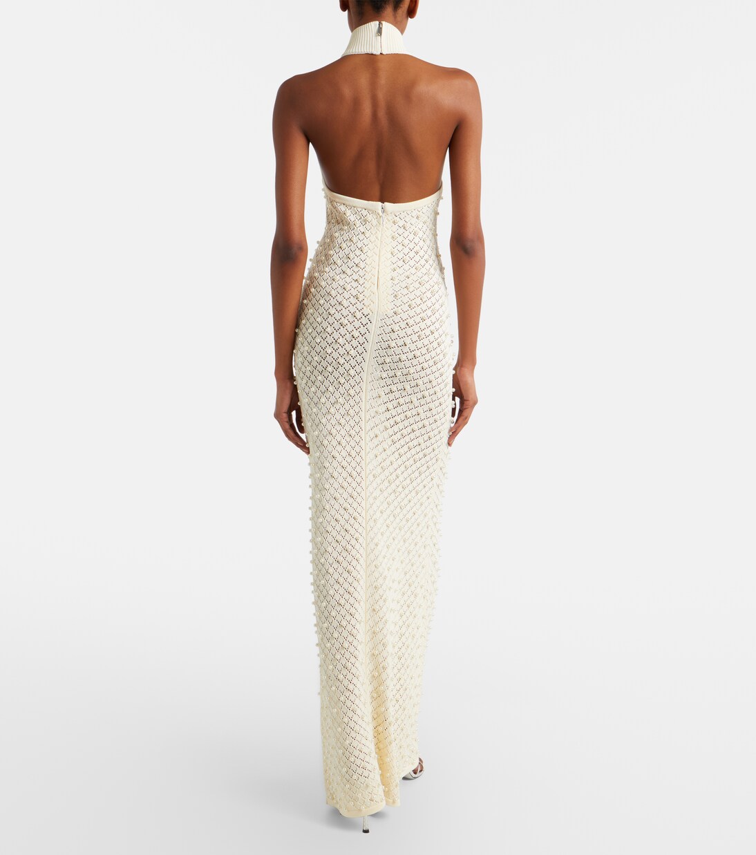 Crochet embellished turtleneck gown | David Koma