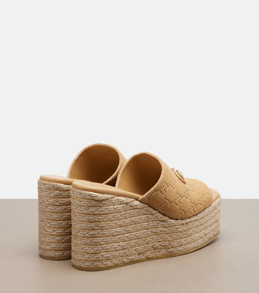 Horsebit GG suede espadrille wedges | Gucci