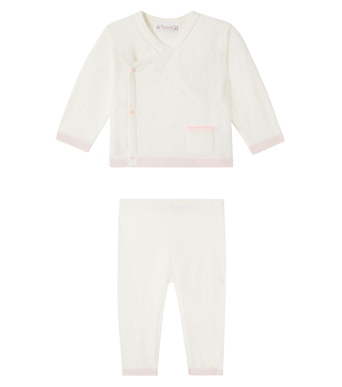 Baby wool and cotton cardigan and pants set | Bonpoint