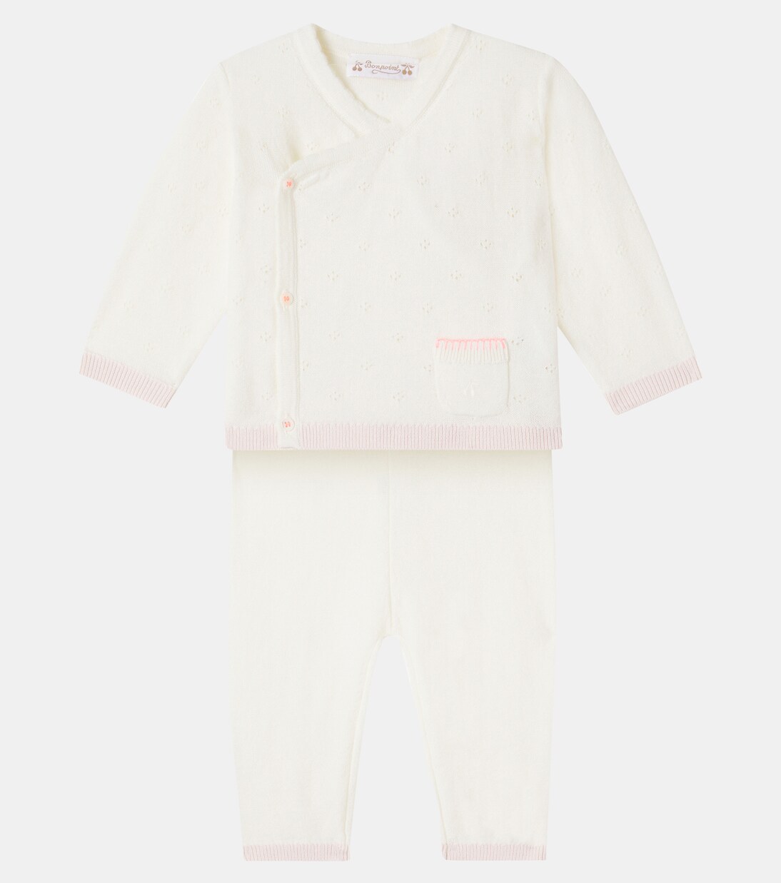Baby wool and cotton cardigan and pants set | Bonpoint
