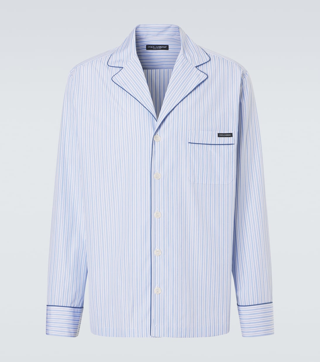 Camisa de pijama de popelín de algodón y seda a rayas | Dolce&Gabbana