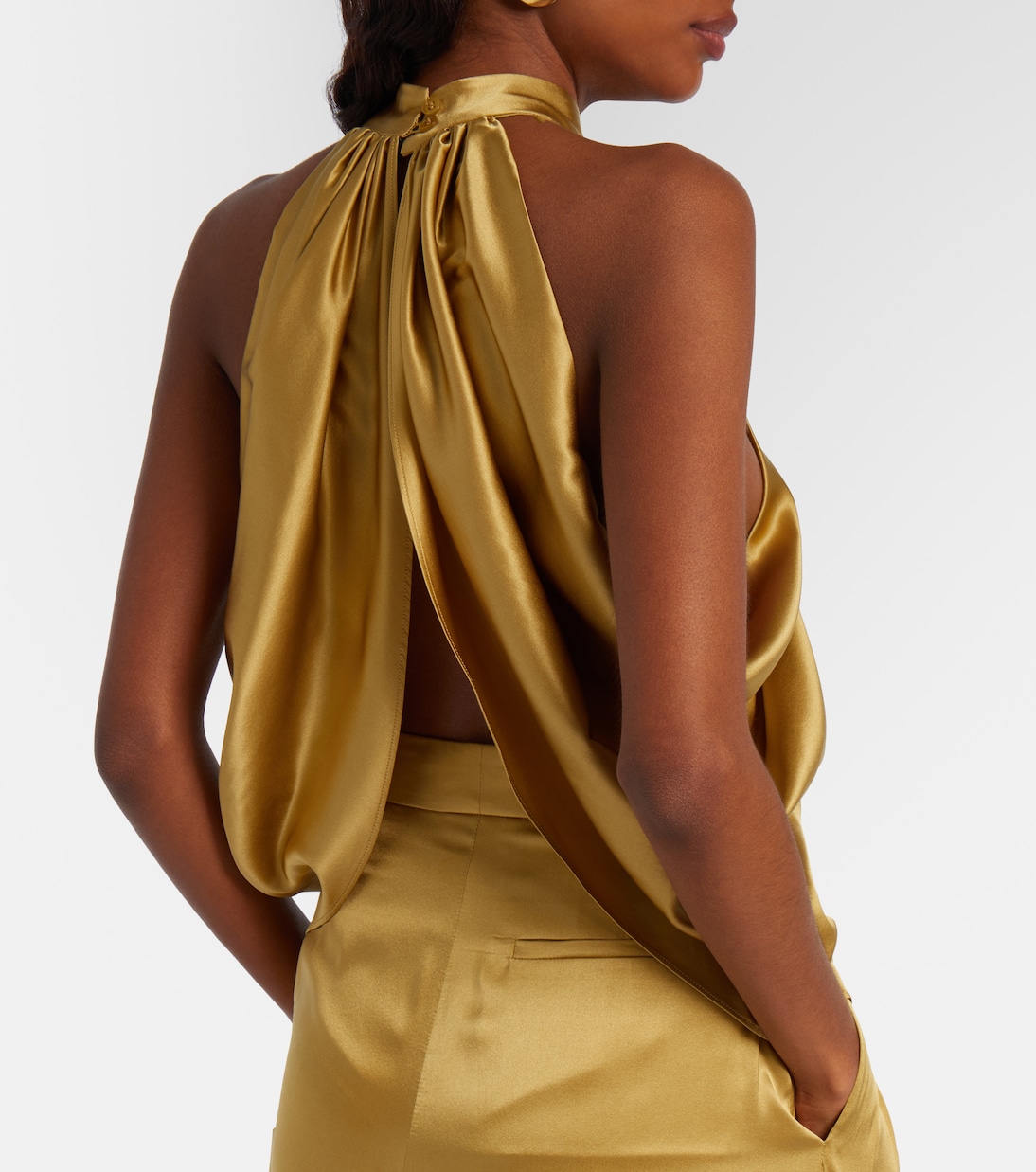 Open-back silk-blend satin top | Nina Ricci