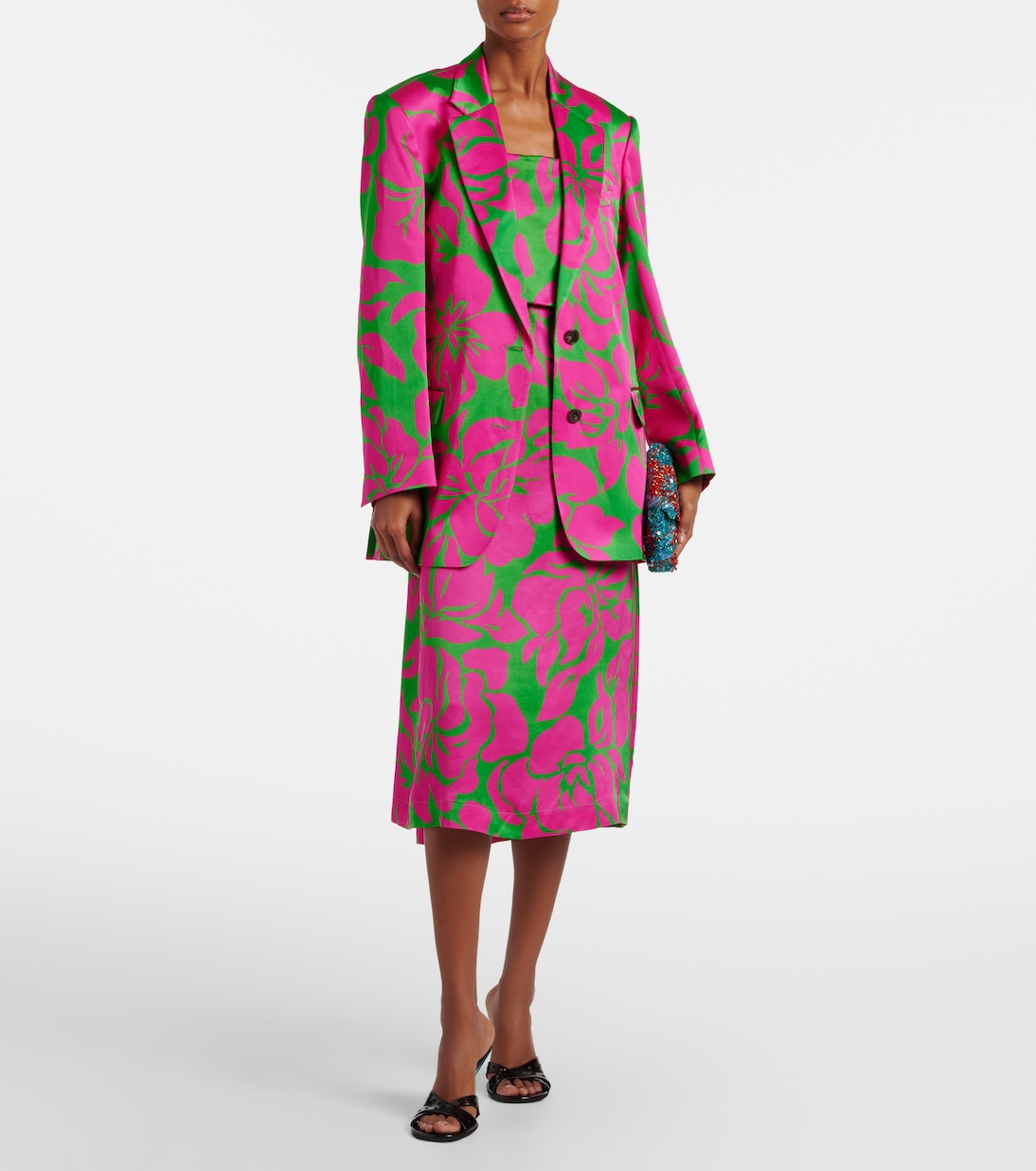 Floral satin blazer | Dries Van Noten