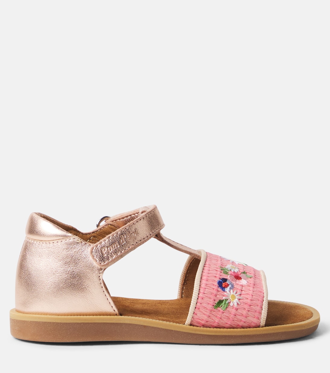 Sandalen Poppy Air Natur aus Metallic-Leder | Pom d'Api