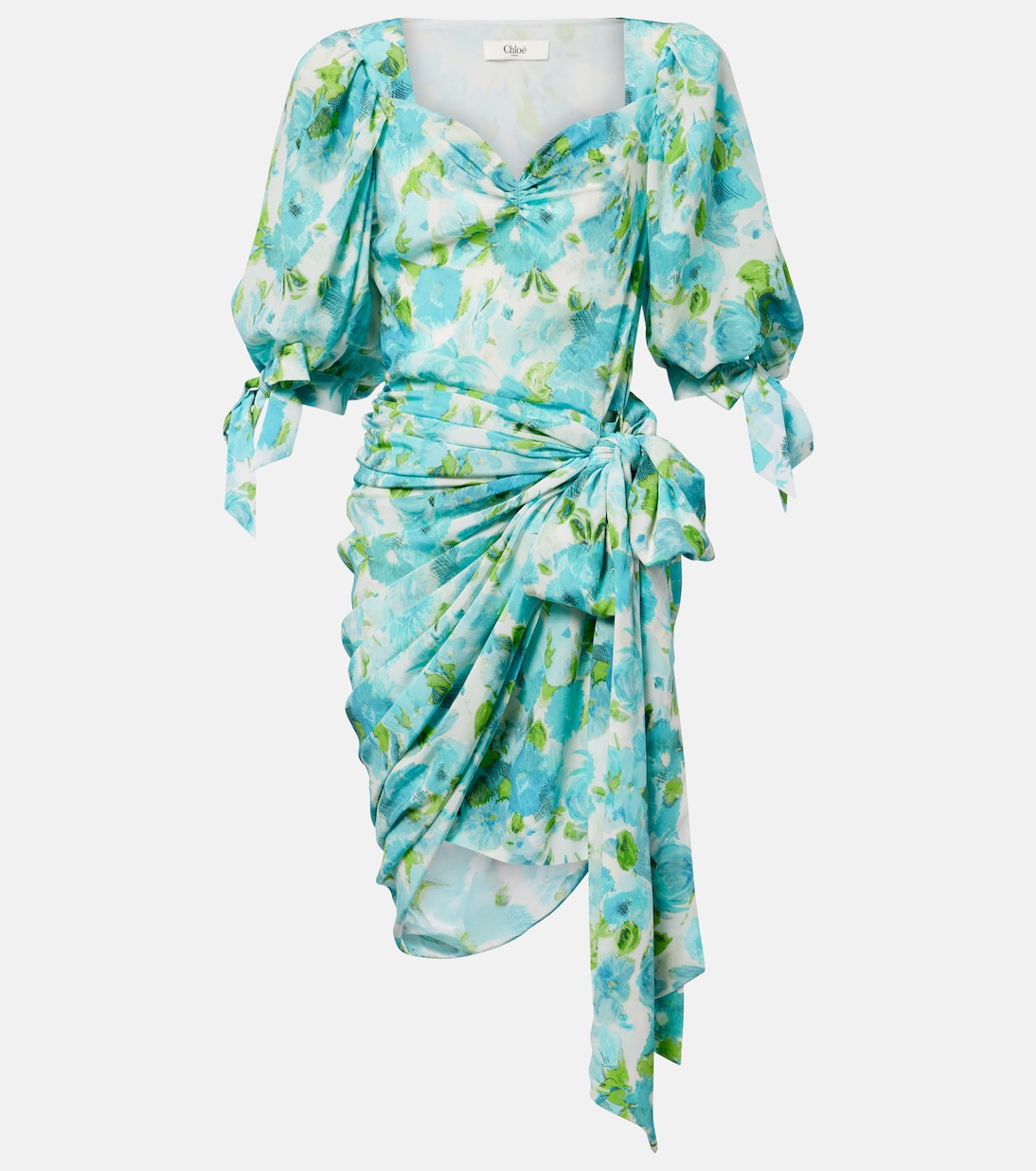 Draped floral silk minidress | Chloé
