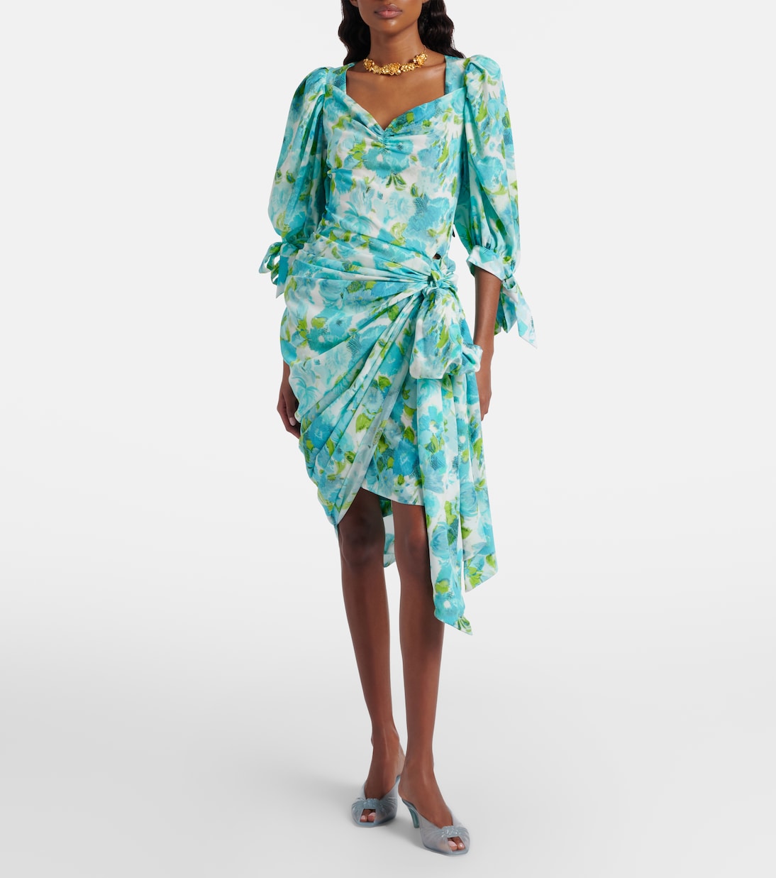 Draped floral silk minidress | Chloé