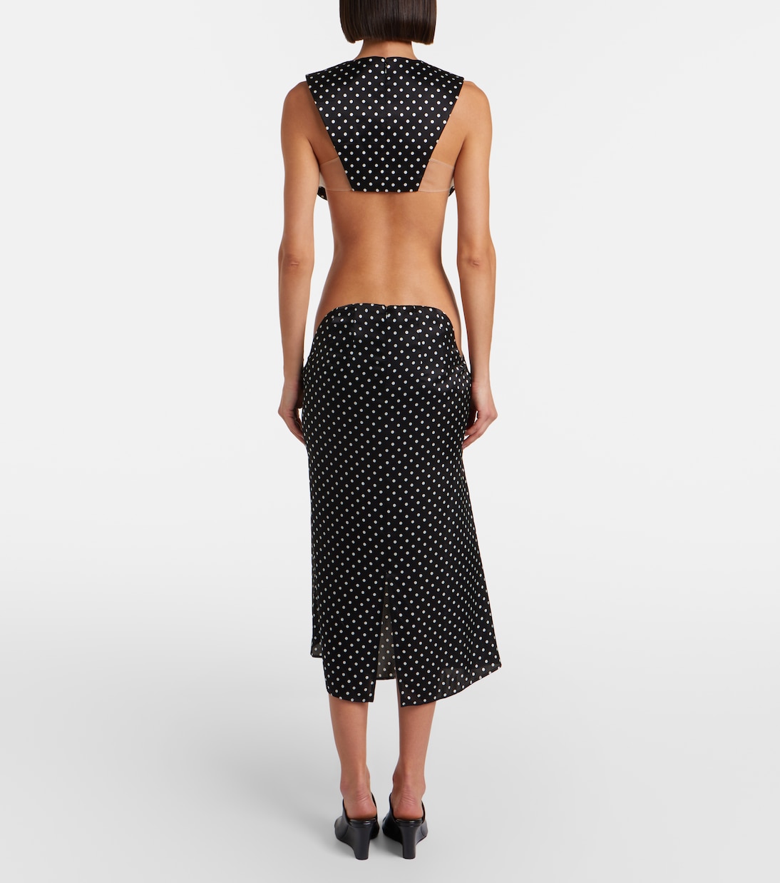 Cutout polka-dot silk midi skirt | Jean Paul Gaultier