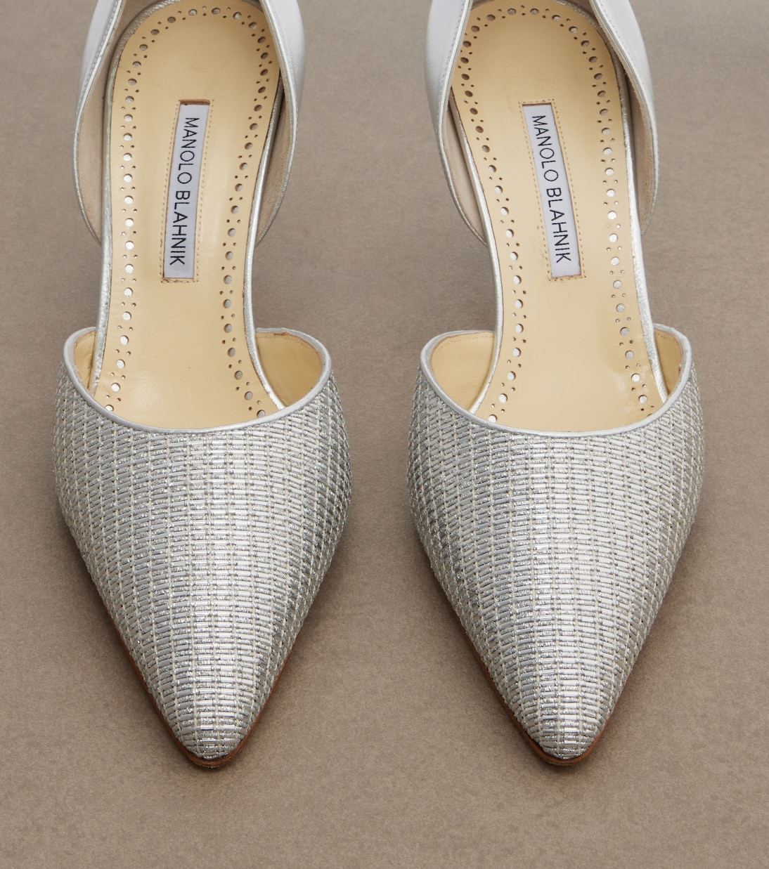 Taylerbinu leather-trimmed woven pumps | Manolo Blahnik