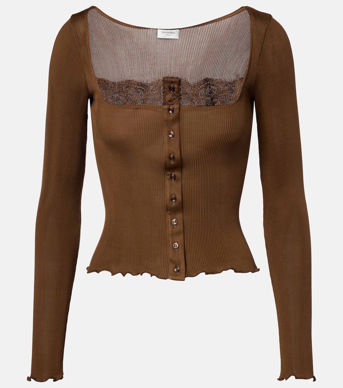 Top aus Seiden-Jersey mit Spitze | Saint Laurent