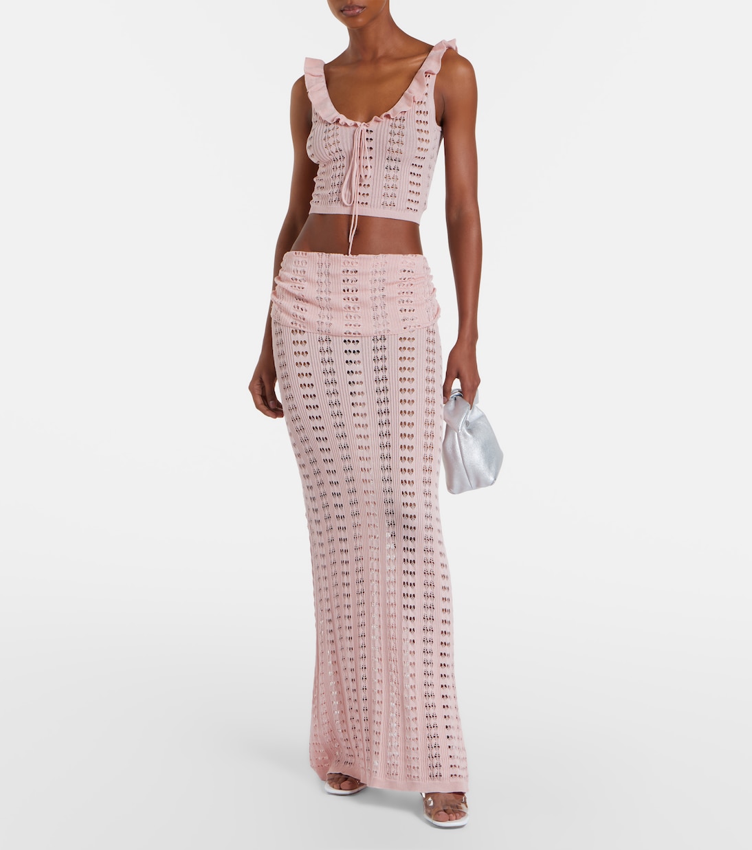 Ruffled pointelle crop top | Aya Muse