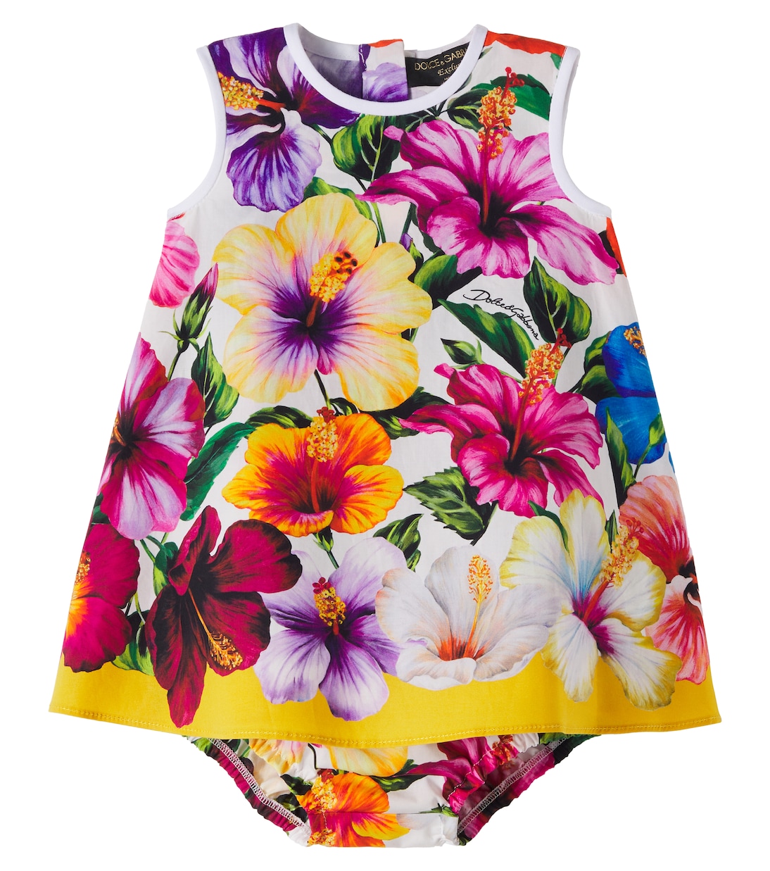 Baby floral cotton dress and bloomers set | Dolce&Gabbana Kids