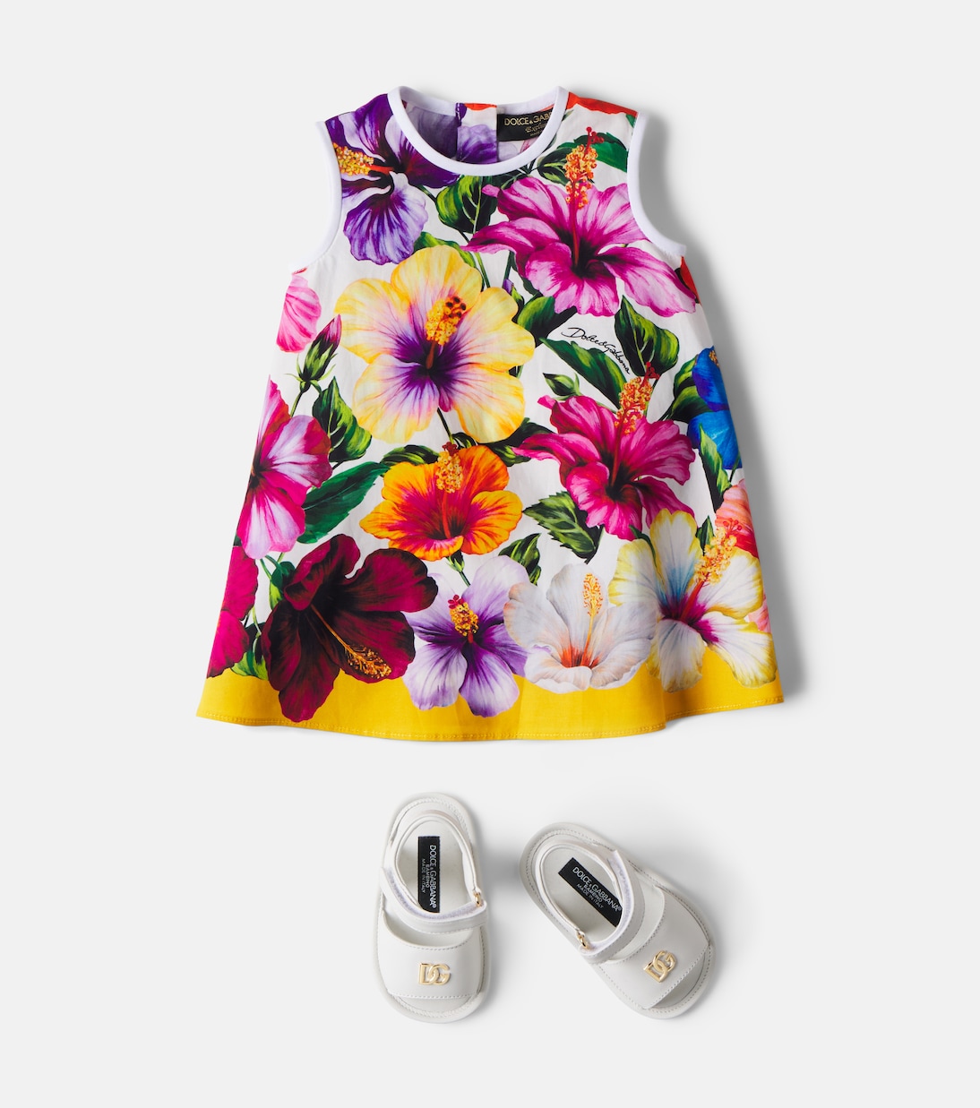 Baby floral cotton dress and bloomers set | Dolce&Gabbana Kids