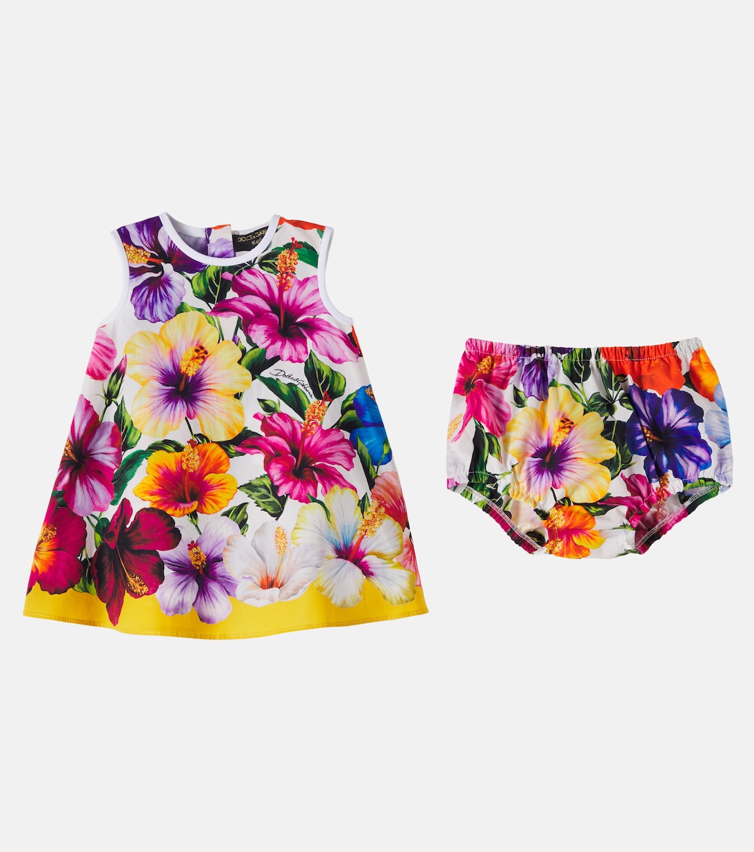 Baby floral cotton dress and bloomers set | Dolce&Gabbana Kids