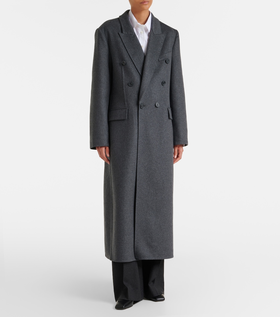 Abrigo cruzado en mezcla de lana | Victoria Beckham