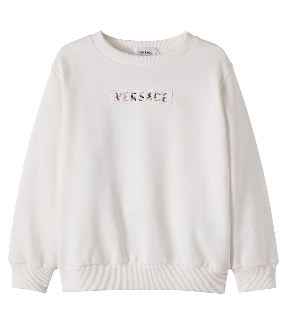 Logo beaded cotton jersey sweatshirt | Versace Kids