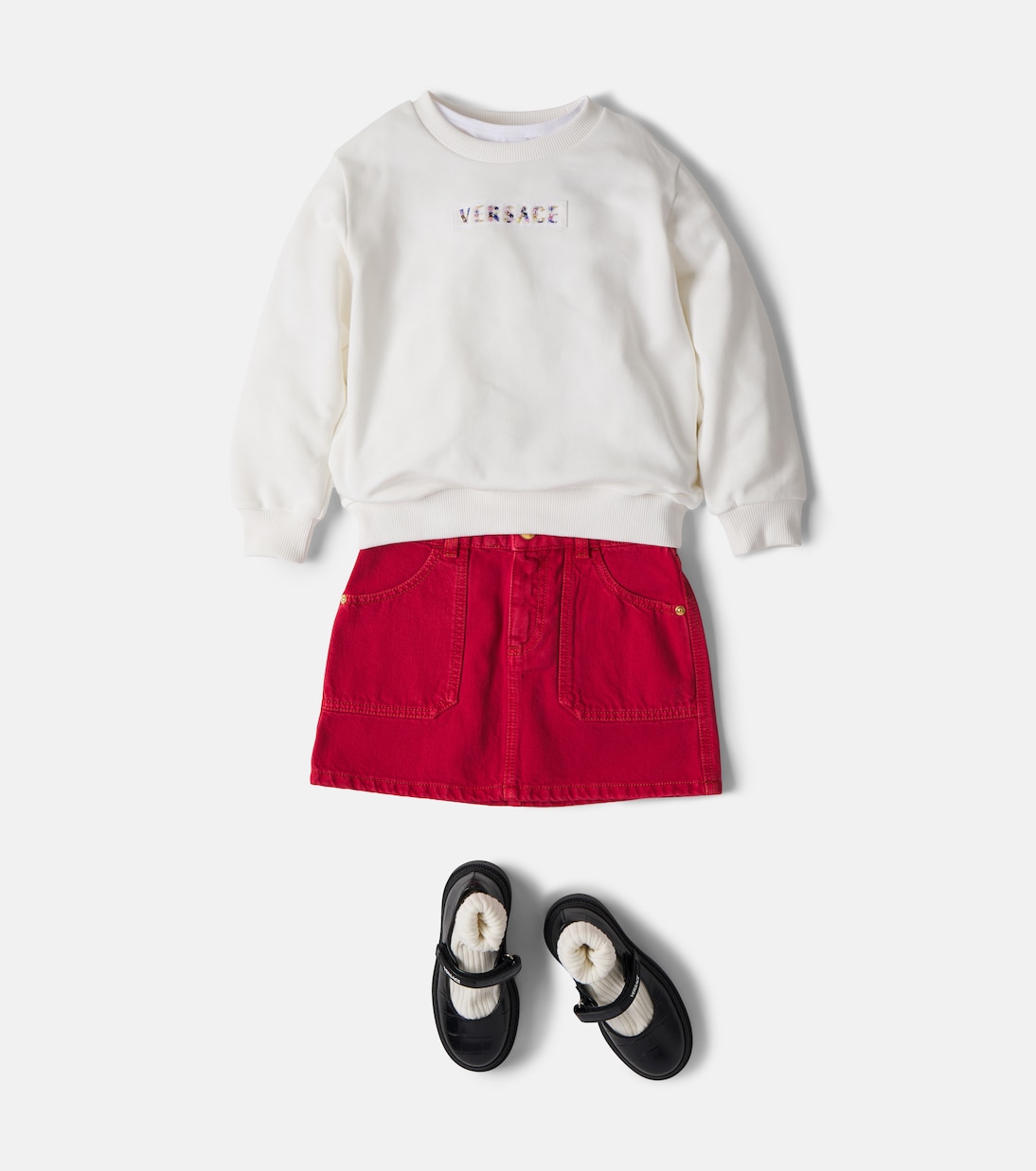 Logo beaded cotton jersey sweatshirt | Versace Kids